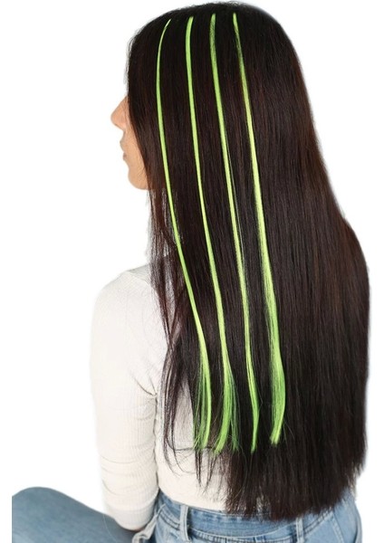 Fiber Sentetik Boncuk Kaynaklık Renkli Saç / Neon Sarı / 100 Adet