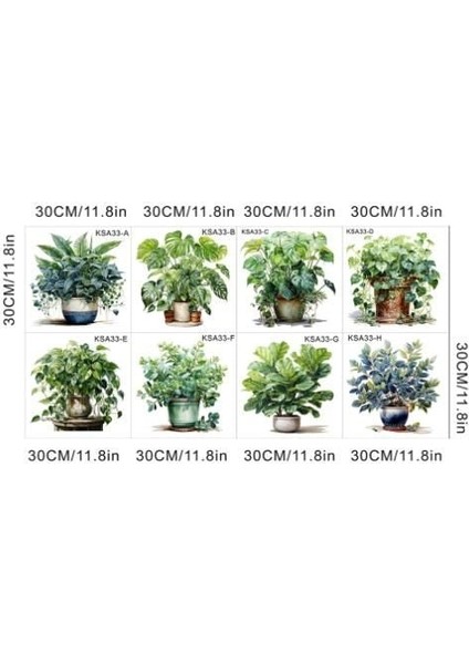 Saksılı Çiçek Tasarımlı 8li Sticker MC-480A Akdenizpos Yeni