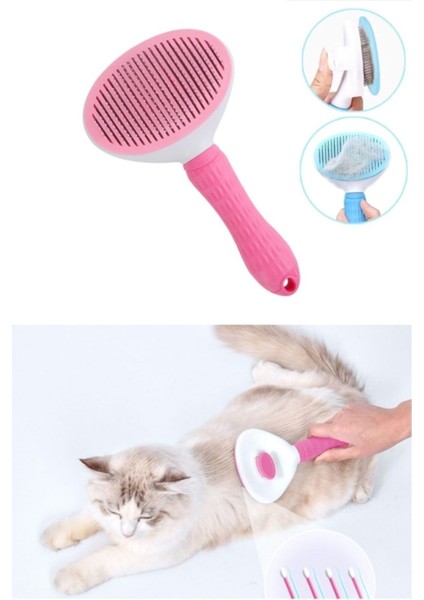 Hsyn Kendini Temizleyen Tuşlu Kedi Köpek Tarağı Pembe 10 x 20 cm Akdenizpos Yeni
