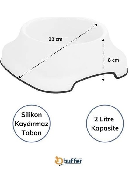 Hsyn Silikon Kaydırmaz Taban Plastik Kedi ve Köpek Mama ve Su Kabı 2 L Akdenizpos Yeni