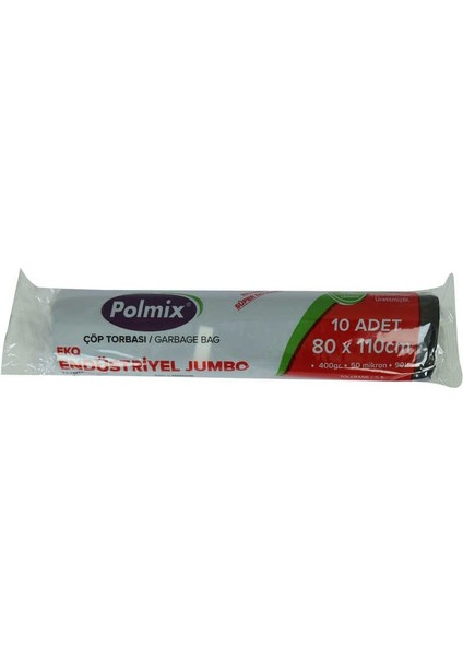 Hsyn Çöp Torbası Jumbo Boy 80 x 110 cm 400GR 50MIKRON 90LT Siyah Rulo 10 Adet Akdenizpos Yeni