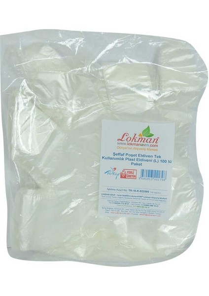 Hsyn Şeffaf Poşet Eldiven Tek Kullanımlık Plast Eldiveni (L) 100 Lü Paket Akdenizpos Yeni
