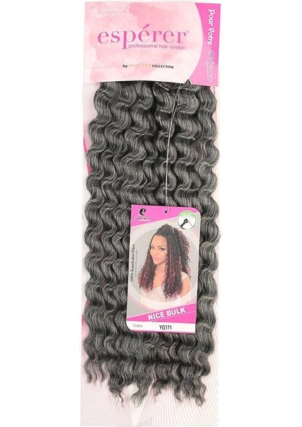 Nice Bulk Afro Su Dalgası Saç / Koyu Gri Yeni