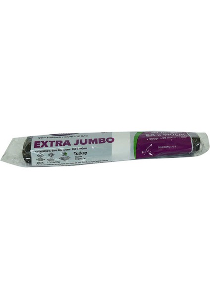 Hsyn Çöp Torbası Extra Jumbo Boy 80 x 110 cm 300GR 39MIKRON 90LT Siyah Rulo 10 Adet Akdenizpos Yeni