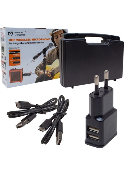 Hsyn Magicvoice MV-19590 Uhf Gi̇tar Ti̇p Kablosuz Mi̇krofon Üçlü Set (4172) Akdenizpos Yeni