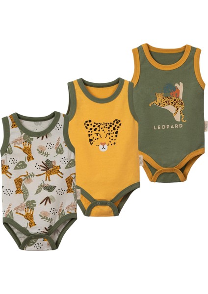 Leopar Askılı Üçlü Body Set