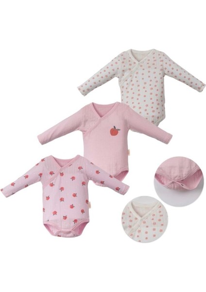 Şeftali U.kol Üçlü Body Set