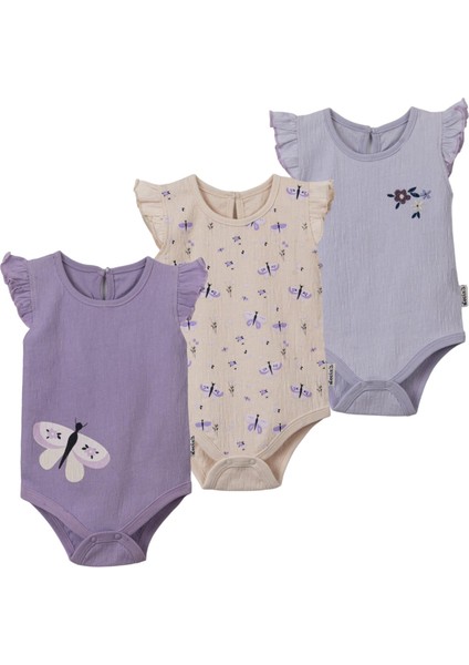 Kelebek Kol Fırfır Askılı Üçlü Body Set