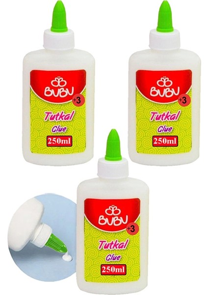 Beyaz Tutkal 250 ml 3 Adet Bubu Beyaz Mobilya Tutkalı 300 gr Ahşap Tutkalı Su Bazlı Çok Amaçlı Beyaz Tutkal