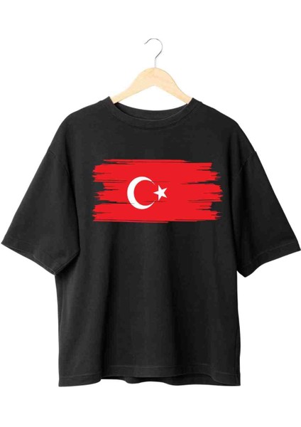Türk Bayrağı Temalı Premium Özel Baskılı Oversize Tshirt