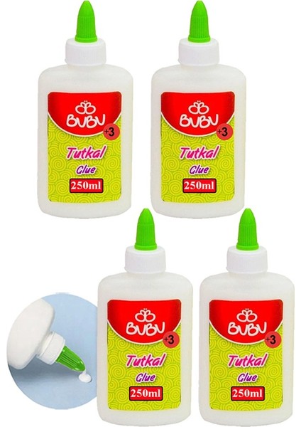 Beyaz Tutkal 250 ml 4 Adet Bubu Beyaz Mobilya Tutkalı 300 gr Ahşap Tutkalı Su Bazlı Çok Amaçlı Beyaz Tutkal