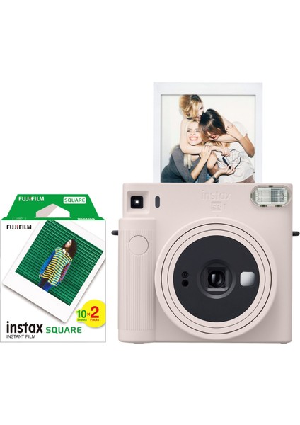 Instax Sq1 Beyaz Fotoğraf Makinesi ve 20'li Kare Film