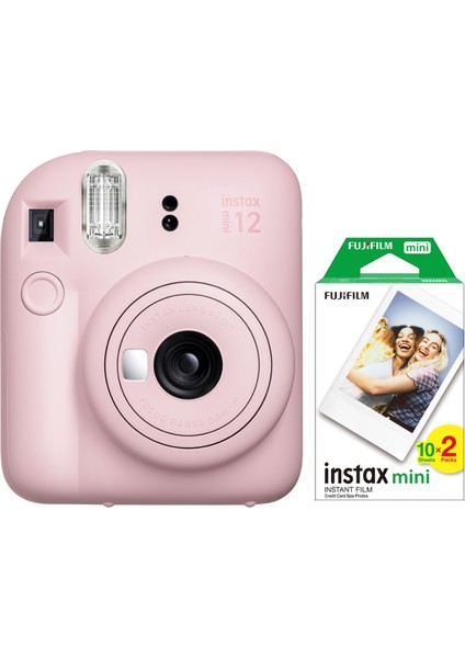 Instax Mini 12 Pembe Fotoğraf Makinesi ve 20'li Mini Film Seti