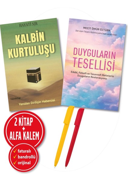 Alfa Kalem+ Kalbin Kurtuluşu(Hayati Sır)+Duyguların Tesellisi(Mecit Ömür Öztürk) 2 Kitap Yeni-Hayy