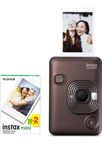 Instax Mini Liplay Hybrid Deep Bronze Fotoğraf Makinesi 20'li Film Seti