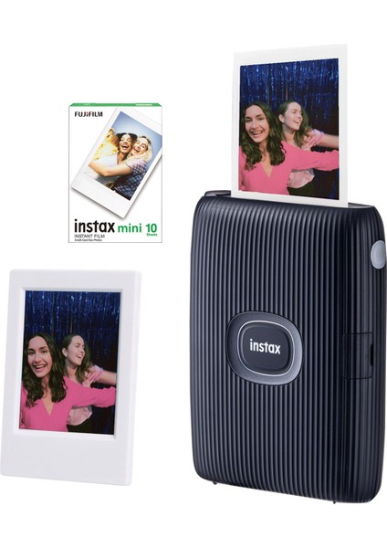 Instax Mini Link 2 Uzay Mavisi Akıllı Telefon Yazıcısı 10'lu Mini Film ve Çerçeve Seti