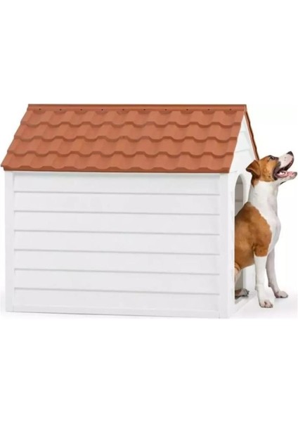 SY-5100 Dış Mekan Plastik Pet Köpek Kulubesi Kiremit-Beyaz
