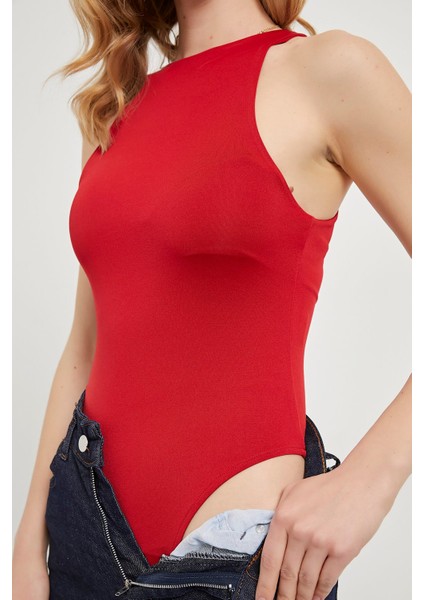 Bisiklet Yaka Kolsuz Bodysuit