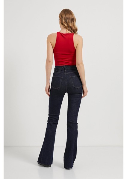 Bisiklet Yaka Kolsuz Bodysuit