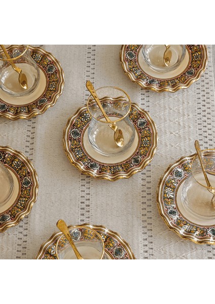 Glore Gisele Altın Yaldızlı Cam Çay Bardağı Seti fırsatları