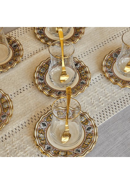 Glore Gisele Altın Yaldızlı Cam Çay Bardağı Seti indirimleri