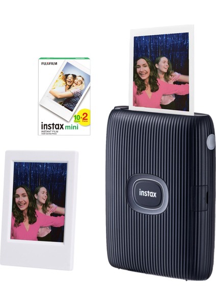 Instax Mini Link 2 Uzay Mavisi Akıllı Telefon Yazıcısı 20'li Mini Film ve Çerçeve Seti