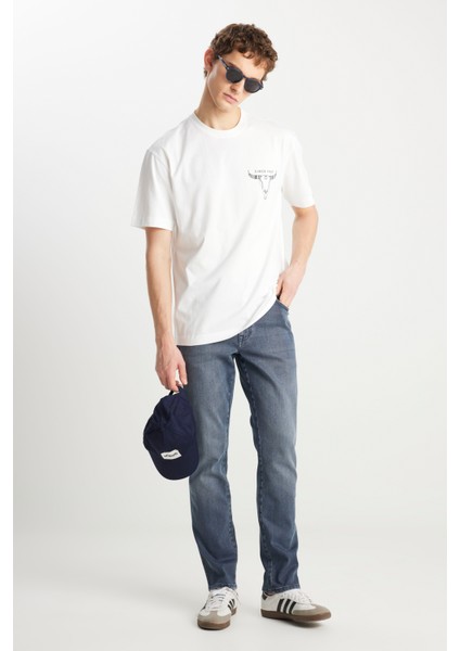 %100 Pamuk Frank Relaxed Fit Geniş Kesim Açık Gri Jean Denim Pantolon