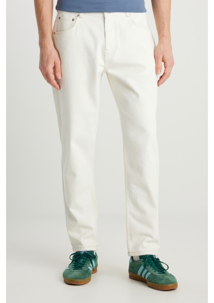%100 Pamuk Frank Relaxed Fit Geniş Kesim Beyaz Jean Denim Pantolon modelleri