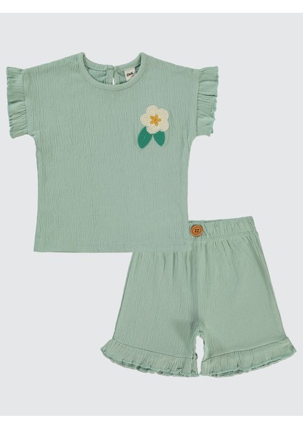 Kız Bebek Şortlu Takım 6-18 Ay Mint