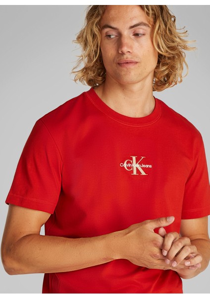 Kırmızı Erkek T-Shirt J30J325649XNI Monologo Tee modelleri
