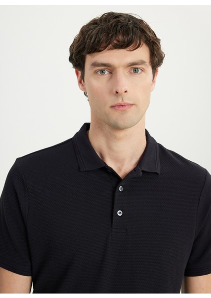 Polo Yaka Jakarlı Siyah Erkek T-Shirt ACE091252298_SYH fırsatları