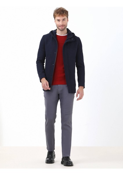 Antrasit Dokuma Slim Fit Casual Pamuk Karışımlı Pantolon