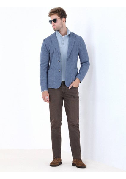 Mavi Düz Modern Fit Yün Karışımlı Örme Ceket fiyatları