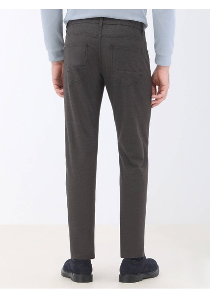 Kahverengi Dokuma Slim Fit Casual Pamuk Karışımlı Pantolon