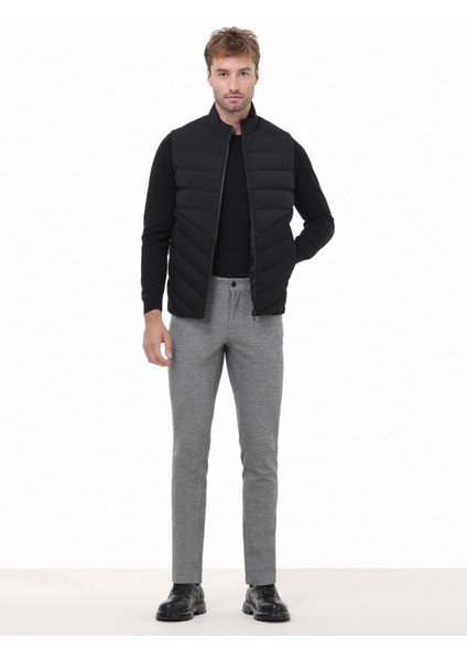 Siyah Çizgili Dokuma Slim Fit Casual Pamuk Karışımlı Pantolon modelleri