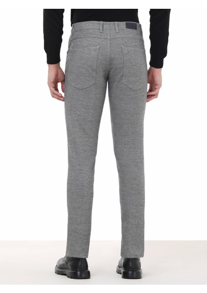 Siyah Çizgili Dokuma Slim Fit Casual Pamuk Karışımlı Pantolon indirimleri