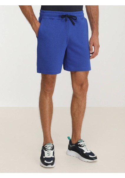 Saks Düz Örme Jogging Fit Spor Pamuk Karışımlı Bermuda
