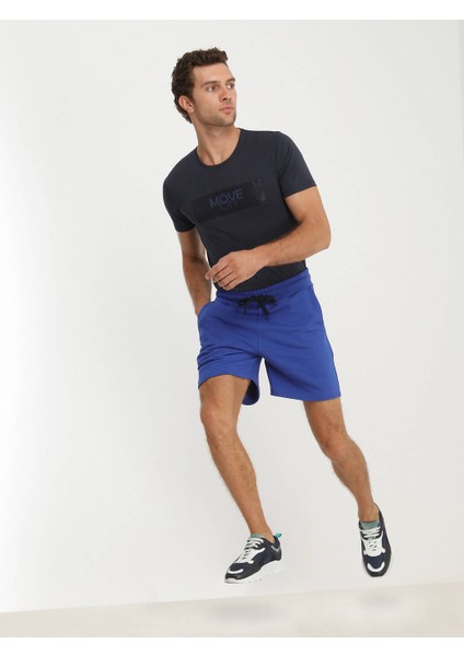 Saks Düz Örme Jogging Fit Spor Pamuk Karışımlı Bermuda