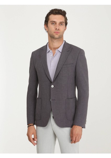 Koyu Mor Mikro Modern Fit Ceket
