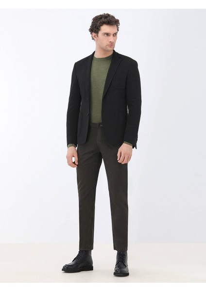 Siyah Düz Slim Fit Örme Ceket