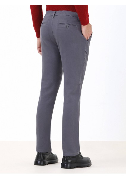 Antrasit Dokuma Slim Fit Casual Pamuk Karışımlı Pantolon