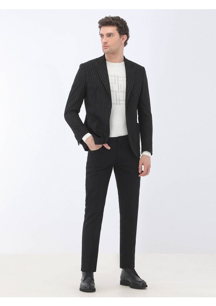 Siyah Çizgili Modern Fit Ceket