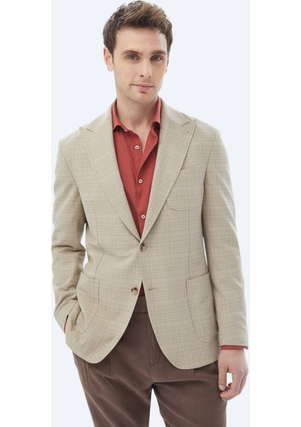 Vizon Kareli Modern Fit Yün Karışımlı Ceket indirimleri