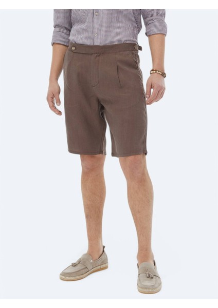 Kahverengi Dokuma Carrot Fit Casual Bermuda fiyatları