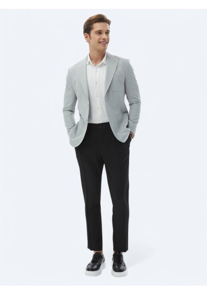 Açık Gri Düz Modern Fit Ceket
