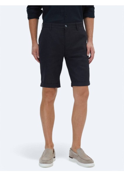 Siyah Dokuma Slim Fit Casual Bermuda fiyatları