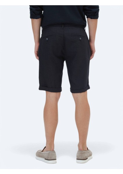 Siyah Dokuma Slim Fit Casual Bermuda fırsatları