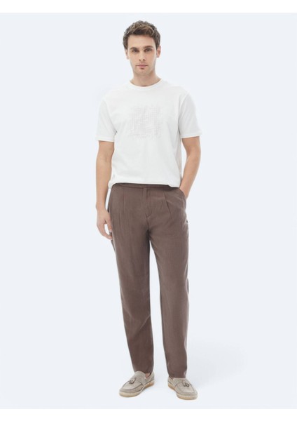 Kahverengi Dokuma Carrot Fit Casual Pantolon