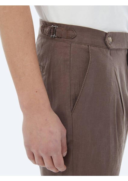 Kahverengi Dokuma Carrot Fit Casual Pantolon