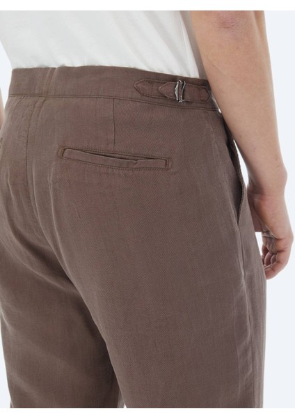 Kahverengi Dokuma Carrot Fit Casual Pantolon